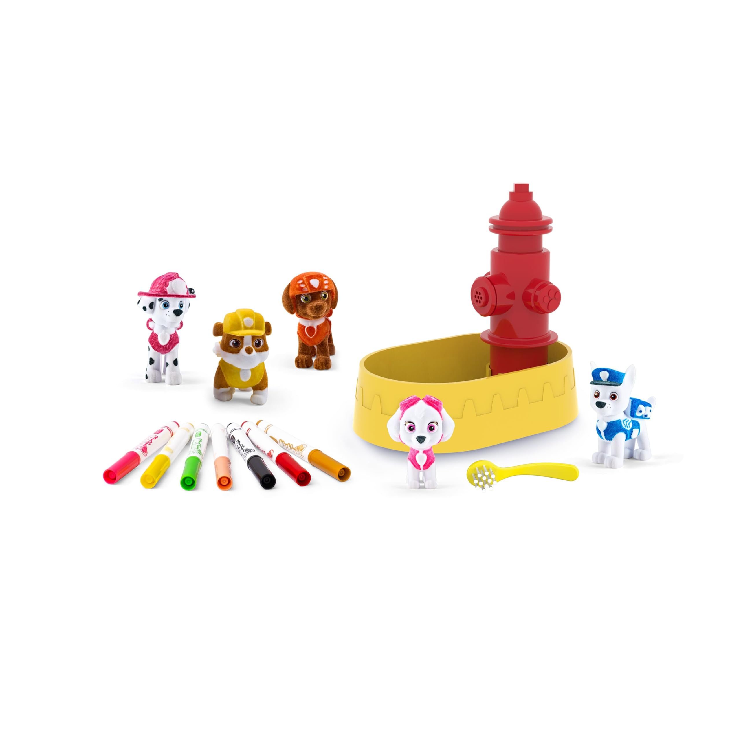 CRAYOLA Washimals - Paw Patrol Fire Hydrant Playset with 5 Washable Puppies & Markers 2