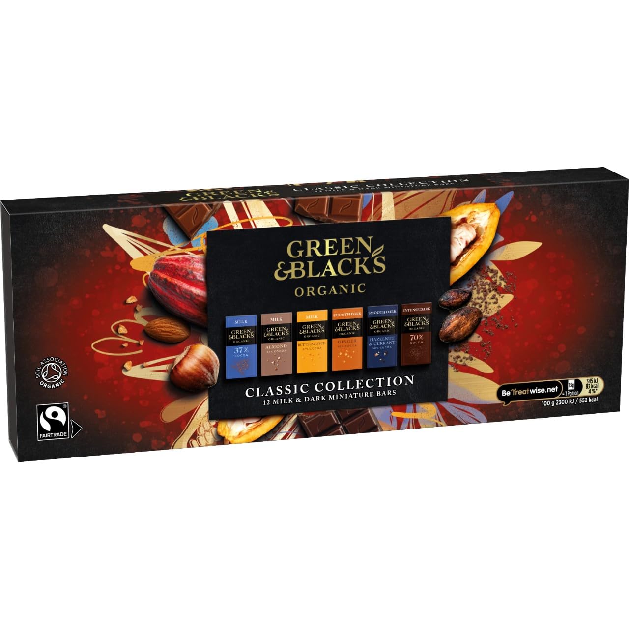 Green & Black's Organic Tasting Collection - Assorted Miniature Chocolate Bars Box of 12 3