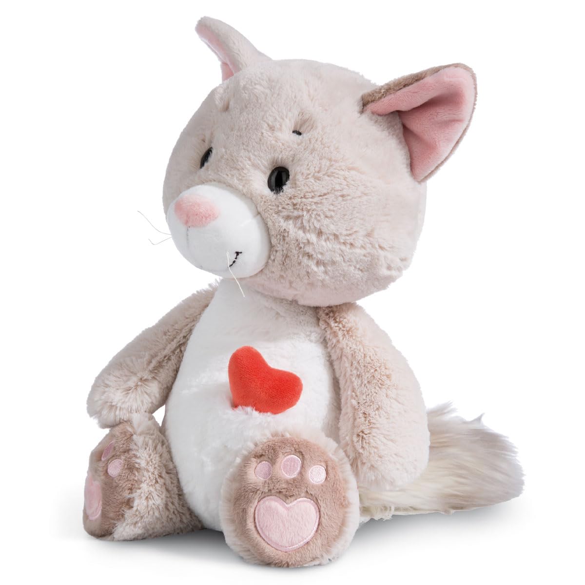 Nici Love Cat Fluffy Stuffed Animal 25cm Gray Sustainable Plush Toy for Kids & Adults | Model 49407
