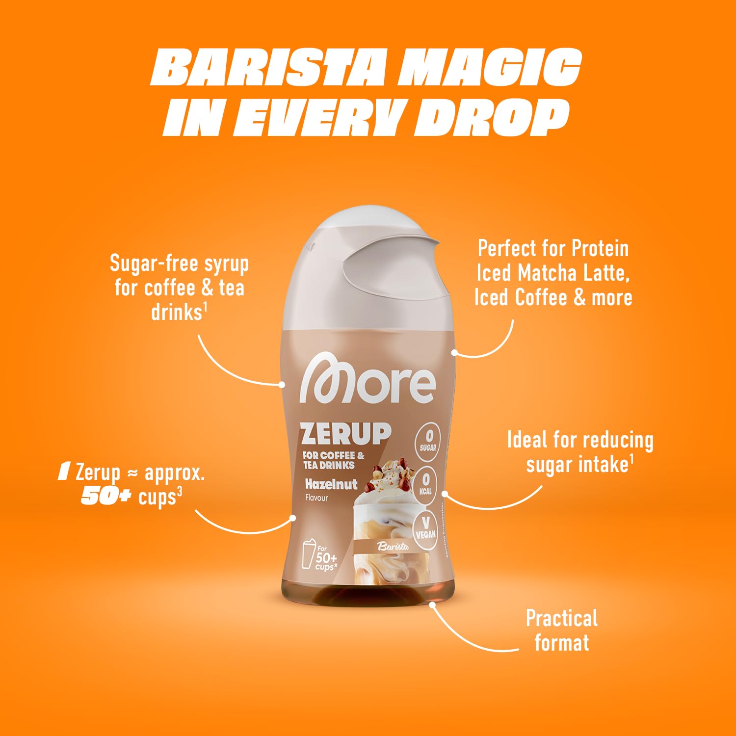 MORE NUTRITION Barista Zerup - Vanilla Sugar Substitute Syrup | 65 ml | Zero Calories