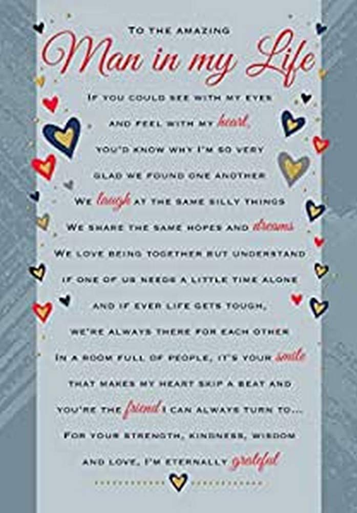 Piccadilly Greetings Heartfelt Wishes Sentimental Birthday Card for Man in My Life | 9 x 6 inches