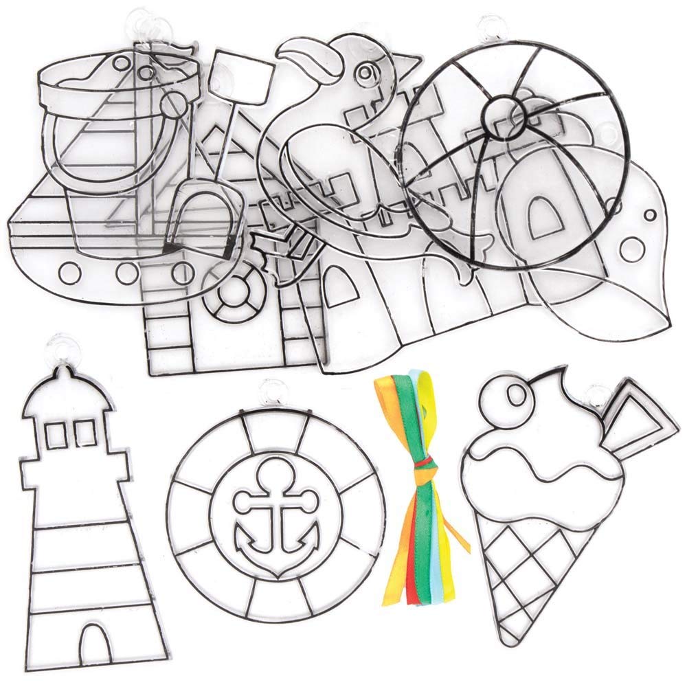 Baker Ross Seaside Suncatcher Craft Kit - Pack of 10 Acrylic Suncatchers, 7.5-10cm 2