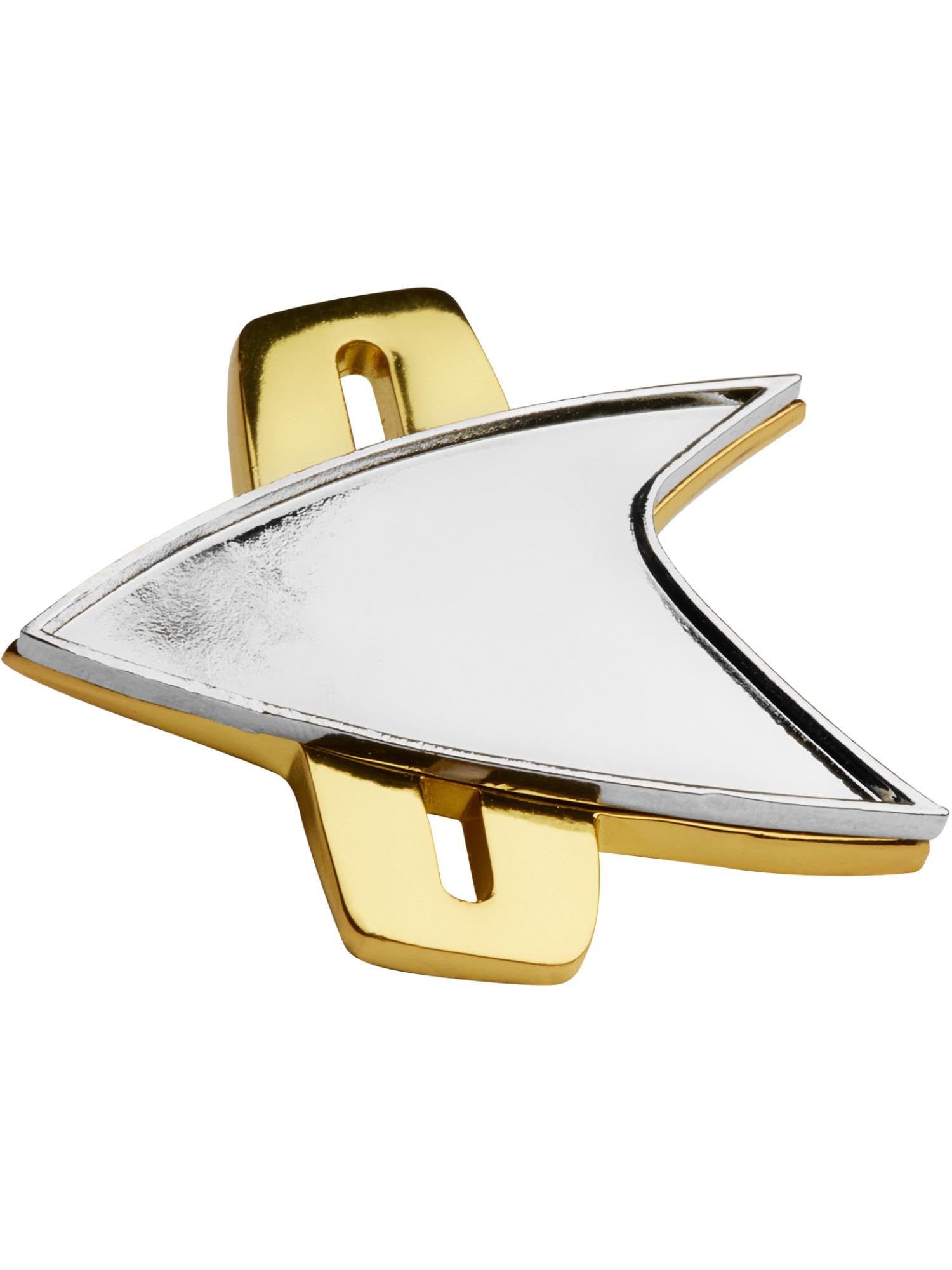 Smiffys Star Trek Voyager Badge - Officially Licensed Metal Accessory for Unisex Adults | Silver/Gold Finish