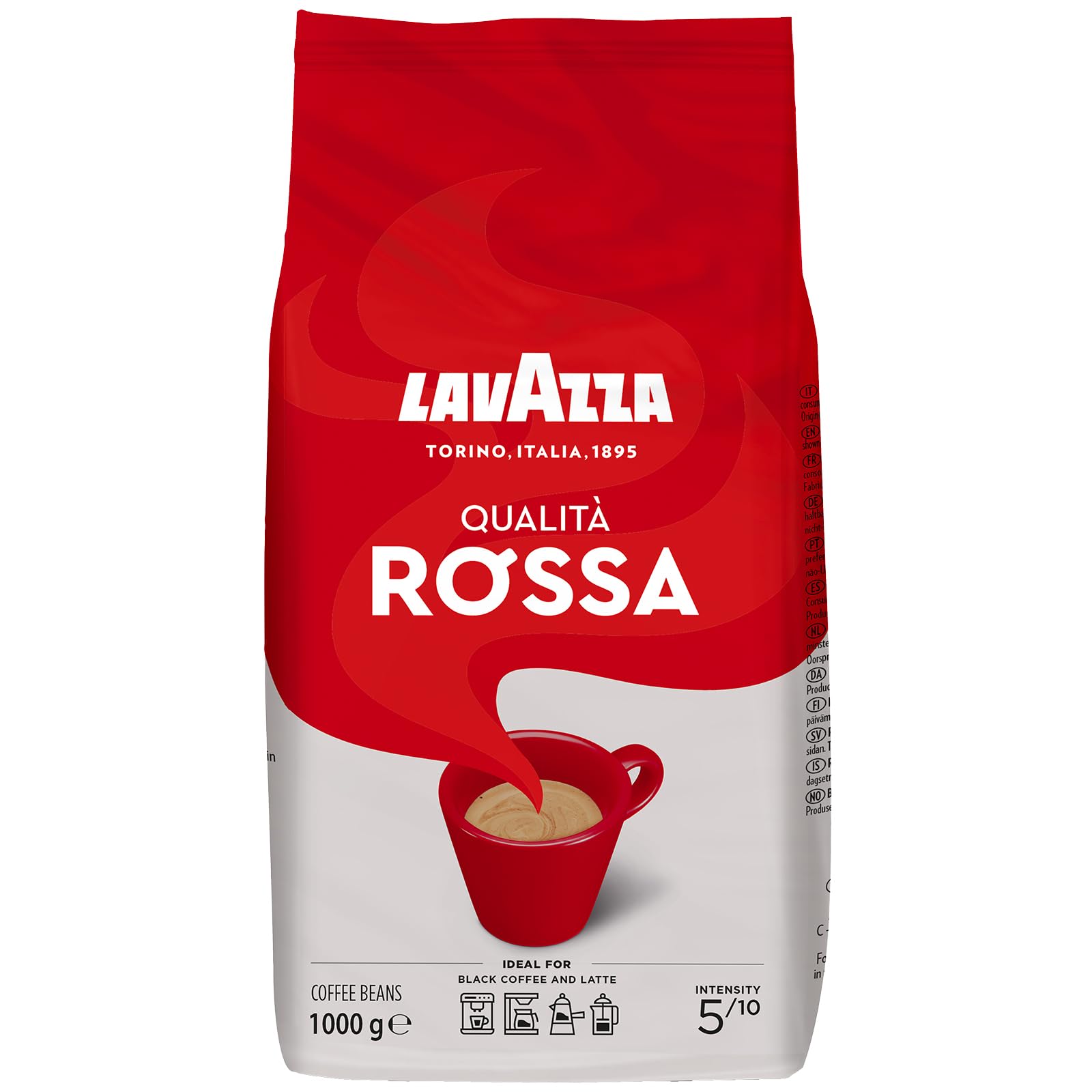 Lavazza Qualità Rossa Roasted Whole Coffee Beans - Arabica & Robusta Blend | Intensity 5/10 | 1 Kg 1