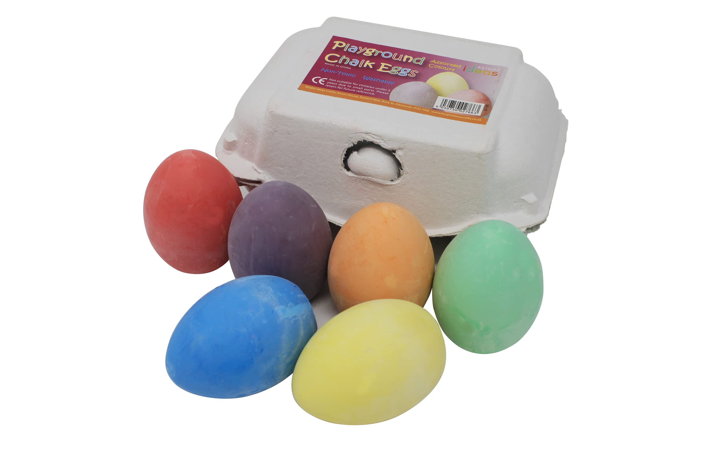 Bright Ideas PK06 7cm Egg Shaped Chalks - Bright Coloured Playground Chalk for Outdoor Drawing 1
