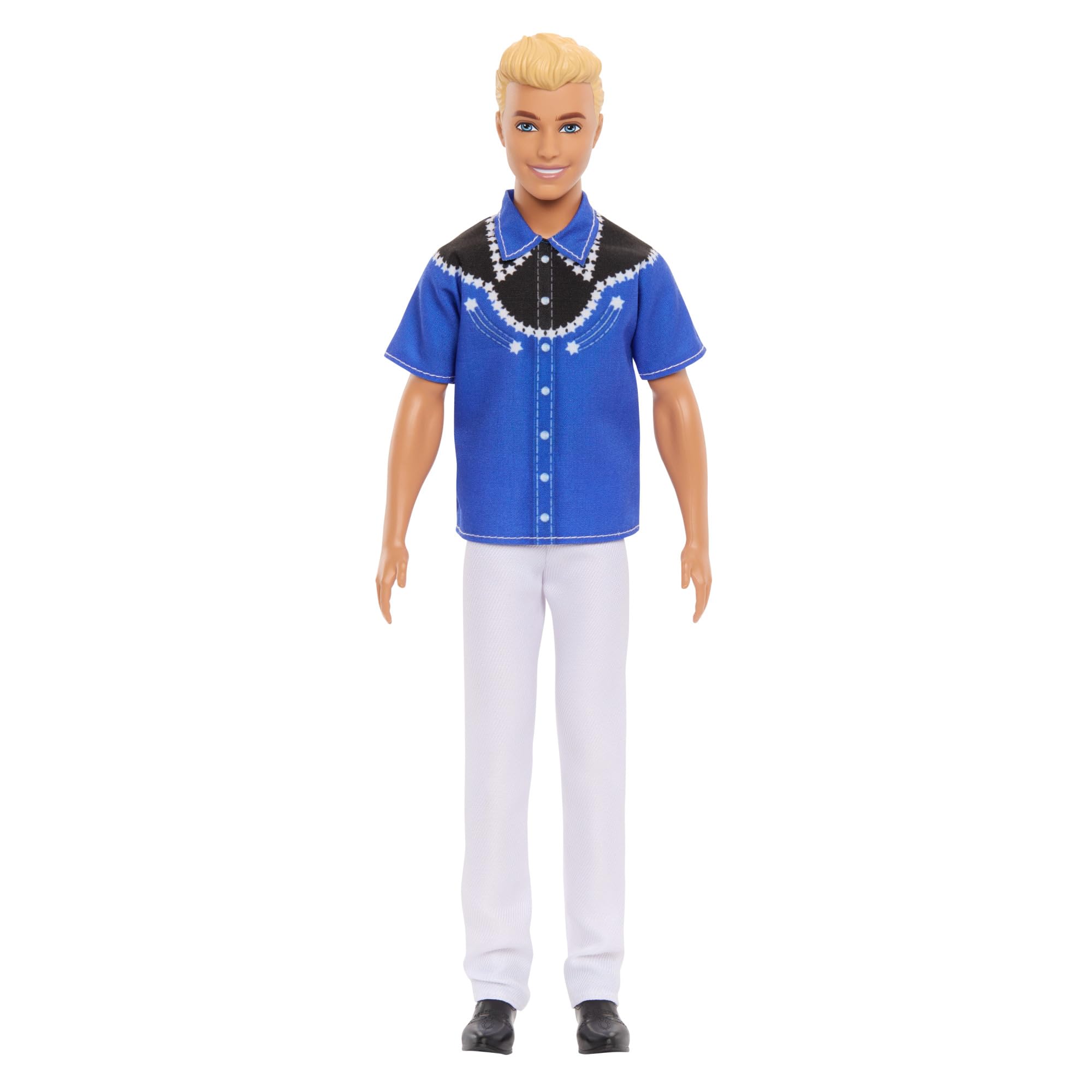Barbie Fashionistas Ken Doll #226 - Western-Inspired Outfit with Blue & Black Shirt, White Pants & Black Boots