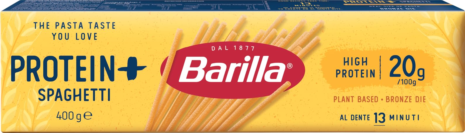 Barilla Spaghetti Protein Plus – High Protein Italian Pasta Made with Durum Semolina & Pea Protein