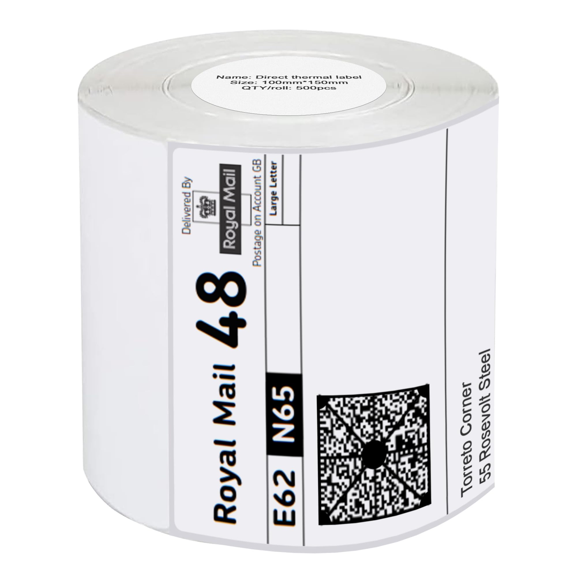 iSOUL Direct Thermal Printer Labels - 4x6 Inch (100x150mm) | 500 Labels per Roll | White Paper