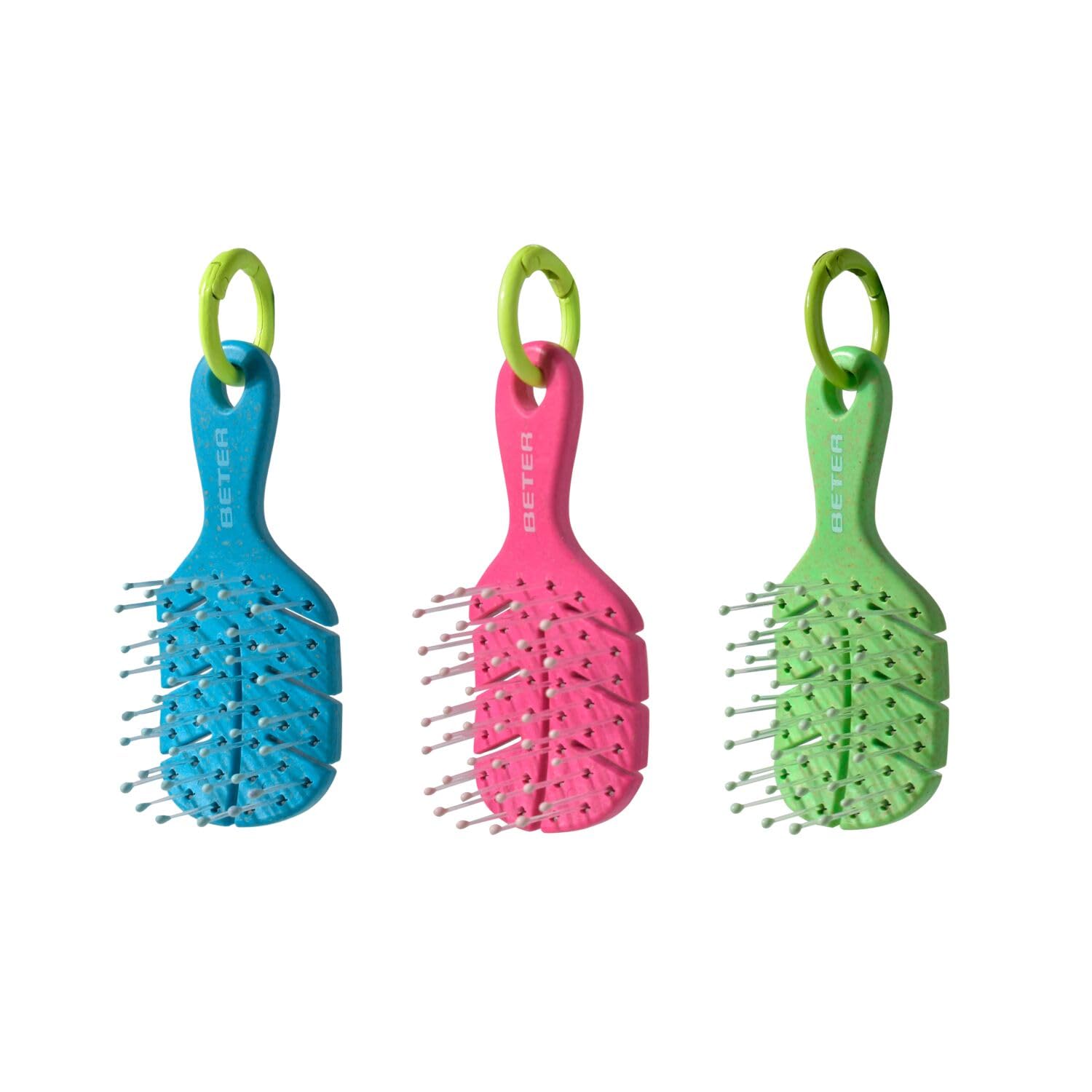Beter Pack 3 Natural Fiber Hairbrushes - Detangling & Styling | Flexible Bristles | Wheat Fiber