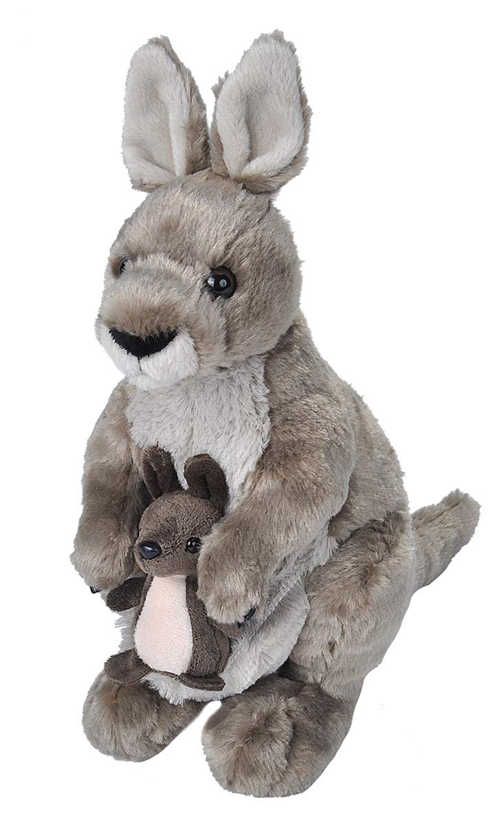 WILD REPUBLIC Kangaroo Plush Soft Toy - Grey | 30 cm Cuddlekins | Ages 0+ Months