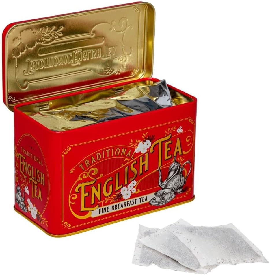 New English Teas Vintage Victorian Tea Tin in Berry-Red with 40 English Breakfast Teabags 4