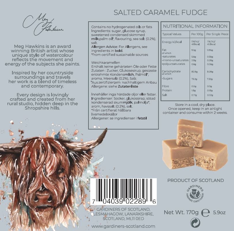 Gardiners of Scotland Highland Cow Salted Caramel Fudge - 170g Handmade Luxury Gift Carton 7