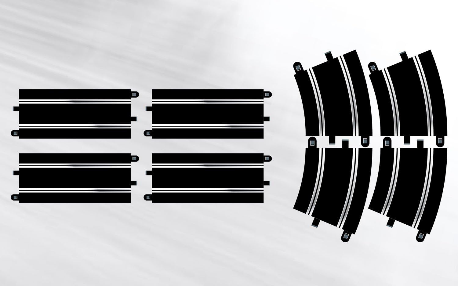 Scalextric C8556 Track Extension Pack 7 - 4x 350mm Straights, 4x Radius 3 Curve 22.5° 3