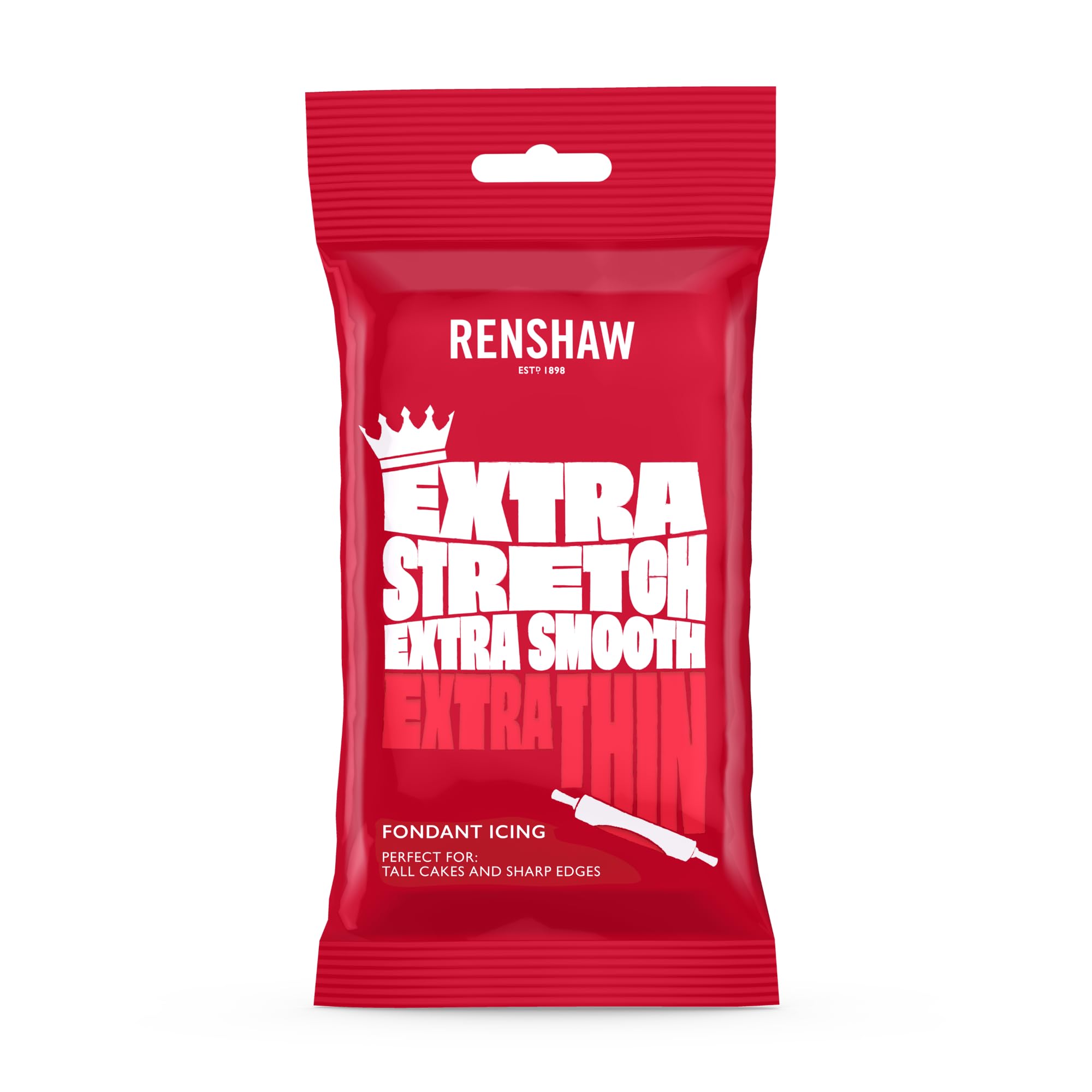 Renshaw Red Extra Stretch Smooth & Thin Ready to Roll Fondant Icing - 250g