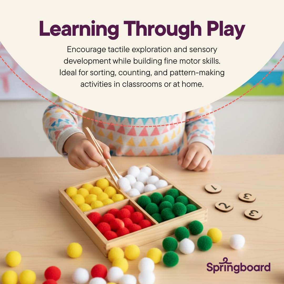 Springboard Supplies White Pom Poms Pack of 80 - Fine Motor Skill Development | Sensory Play 4