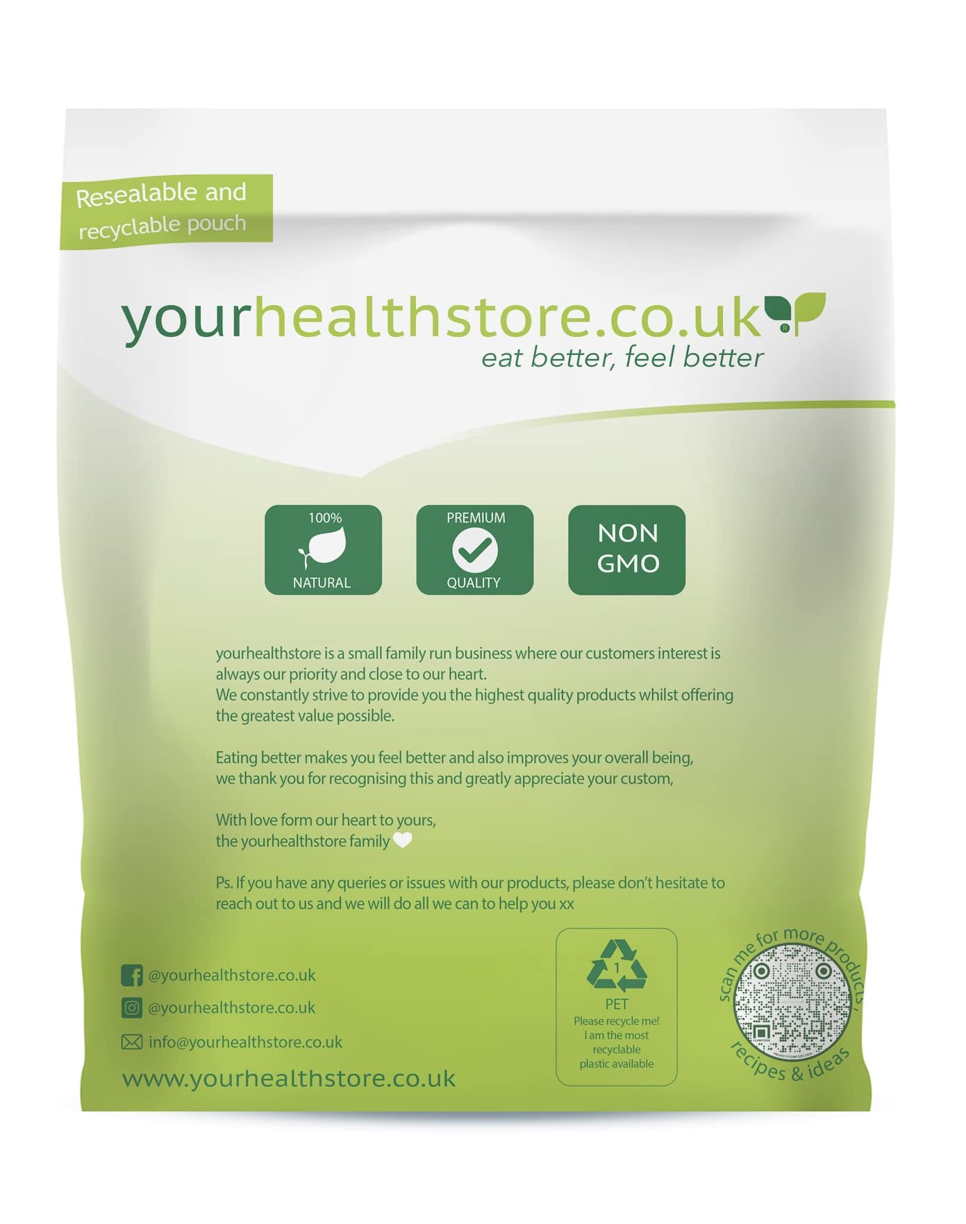 yourhealthstore Premium Gluten Free Oat Flour 1kg - 100% British Oats, Dairy Free, Wheat Free