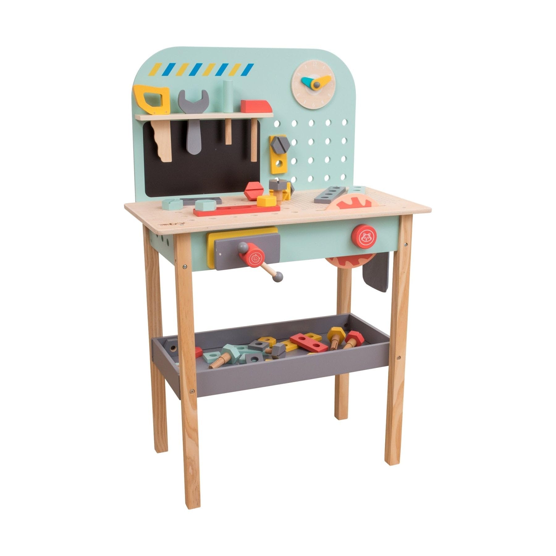 Owl & Fox Wooden Workbench Pretend Play Tool Workshop with Saw and Spanner | Ages 3+
