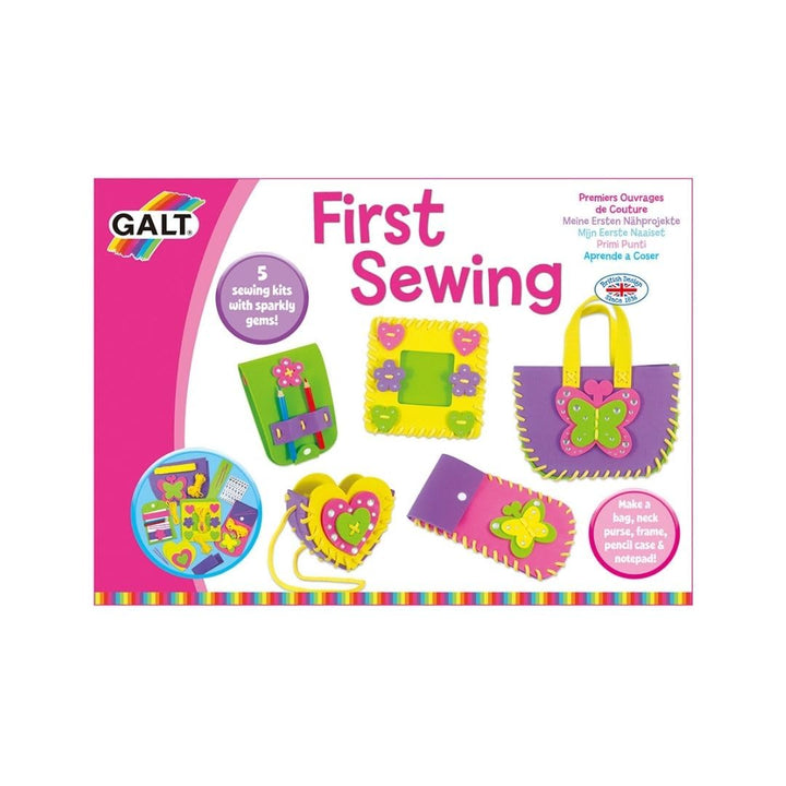 Galt First Sewing Kids Craft Kit with Pencil Case, Purse & Frame - Foam Sewing Set for Children