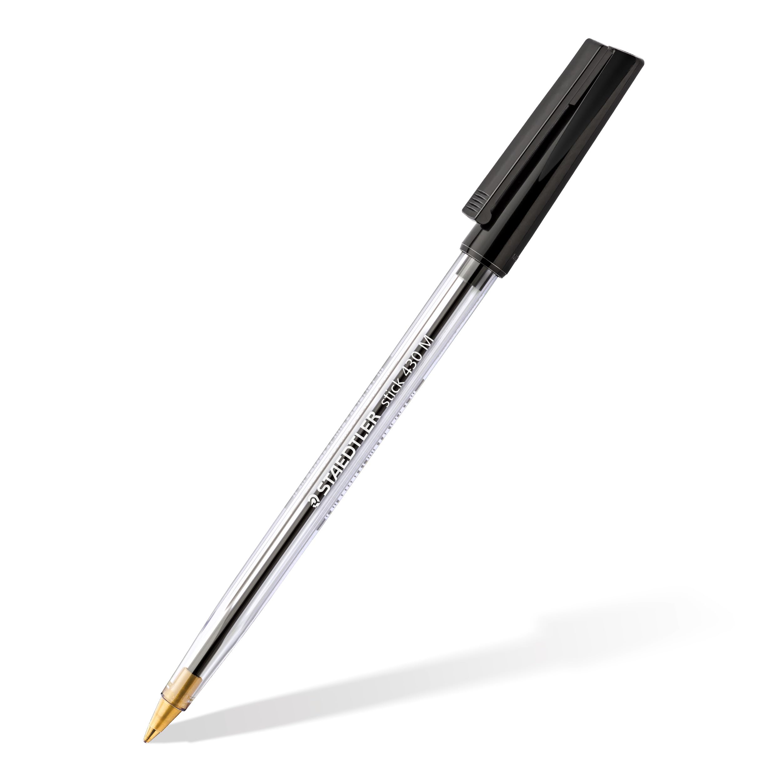 STAEDTLER Stick 430 M-9 Ballpoint Pen - Medium Point, Black Ink | Box of 10