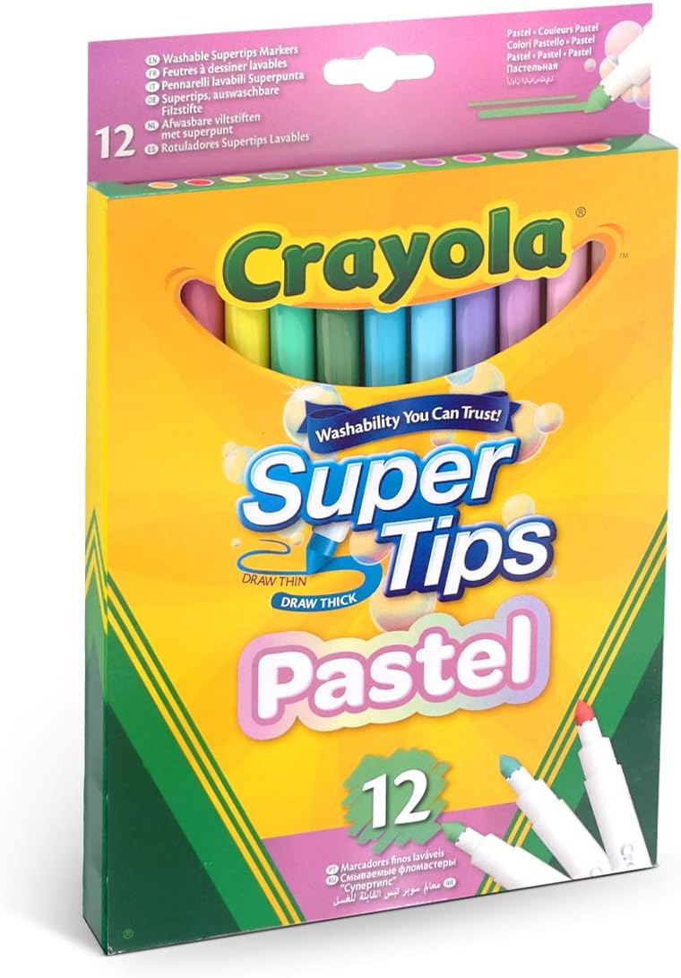 CRAYOLA Pastel SuperTips Washable Markers - Washable Felt Tip Pens for Kids, Ages 3+, Pack of 36 2