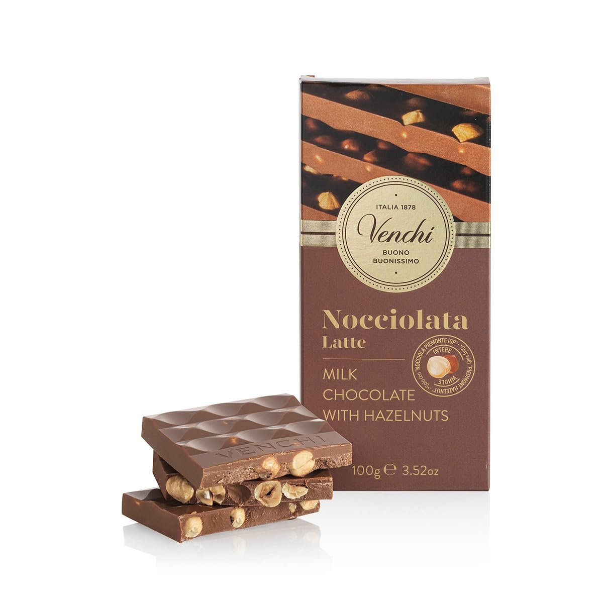Venchi Milk Chocolate Hazelnut Bar 100g with Whole Piedmont Hazelnuts - Gluten Free 5