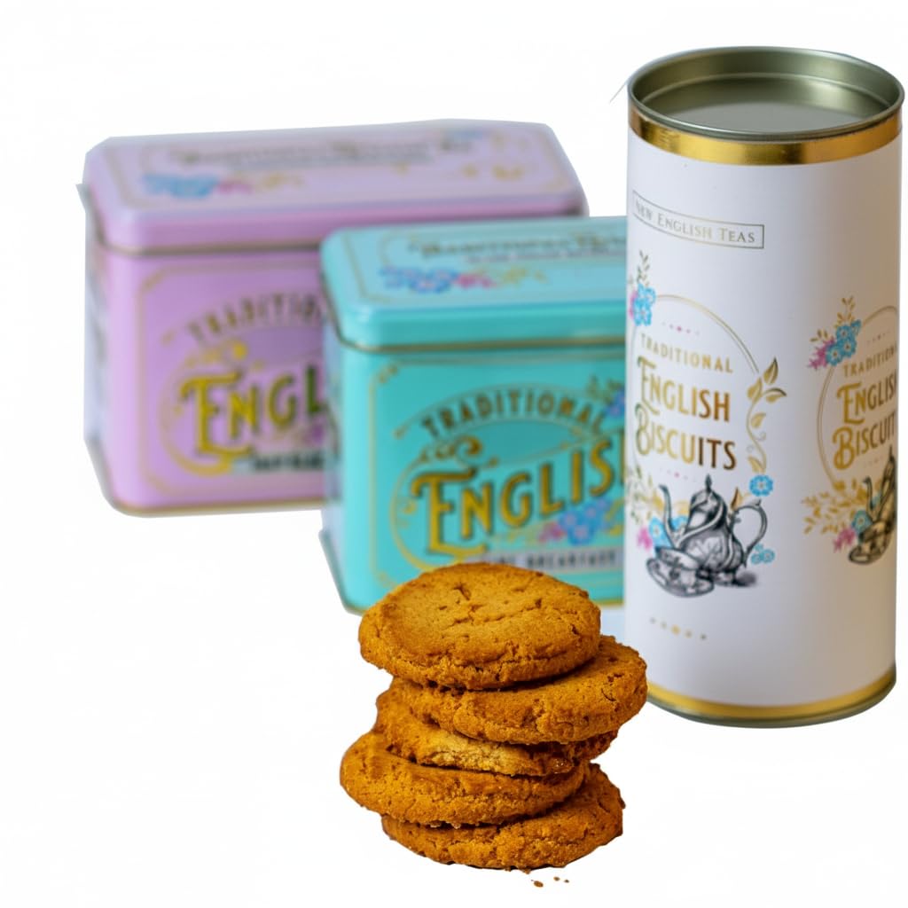 New English Teas Tea & Biscuits Gift Set - 80 Teabags, 10 Ginger Biscuits 3