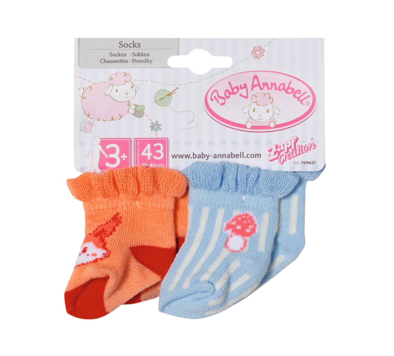 Baby Annabell Doll Socks - 2 Pack Assorted, Fits Up to 43cm Dolls | Ages 3+ 2