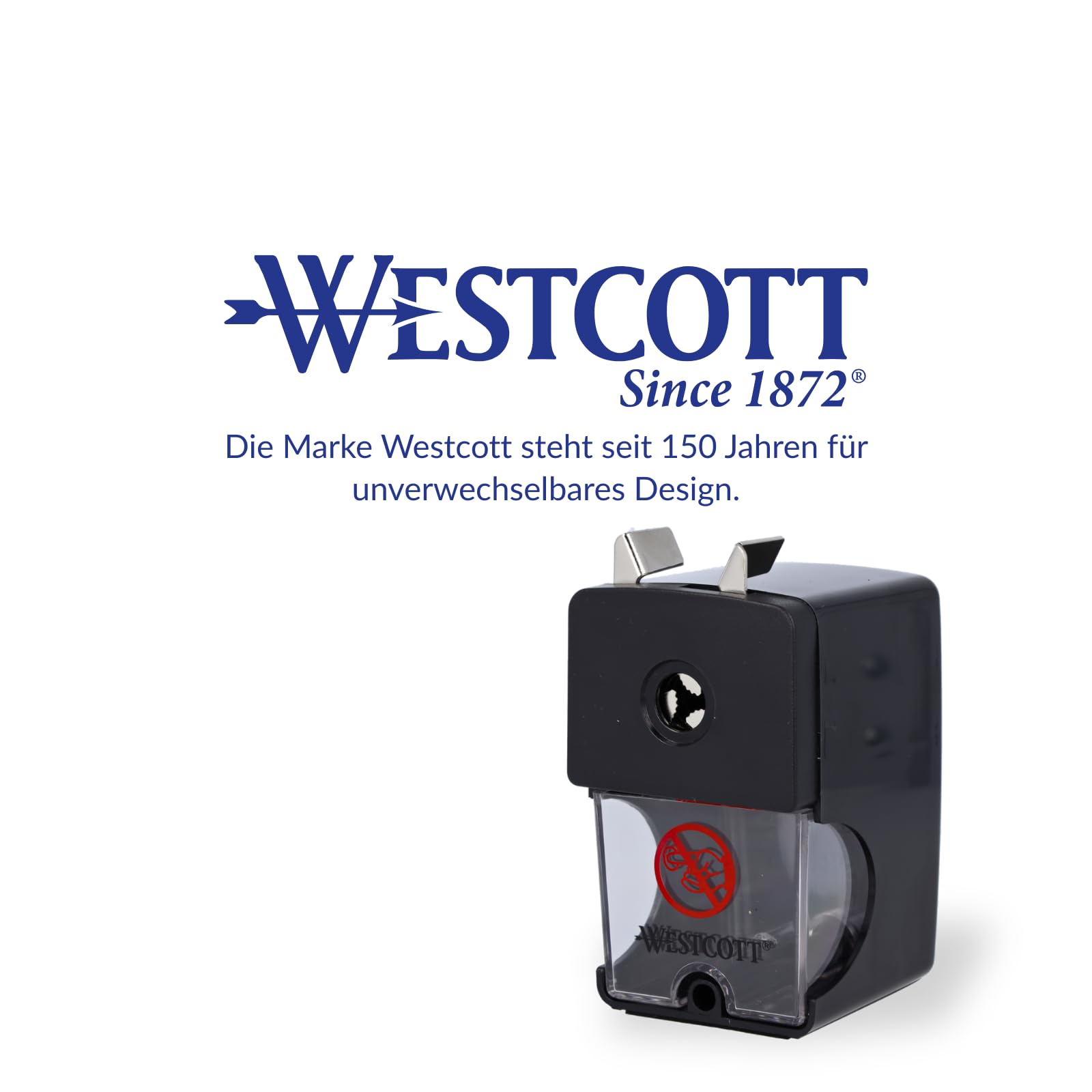Westcott Manual Pencil Sharpener - Black, Table Clamp Fixture | Fits 7-12mm Pencils | Plastic Metal 6