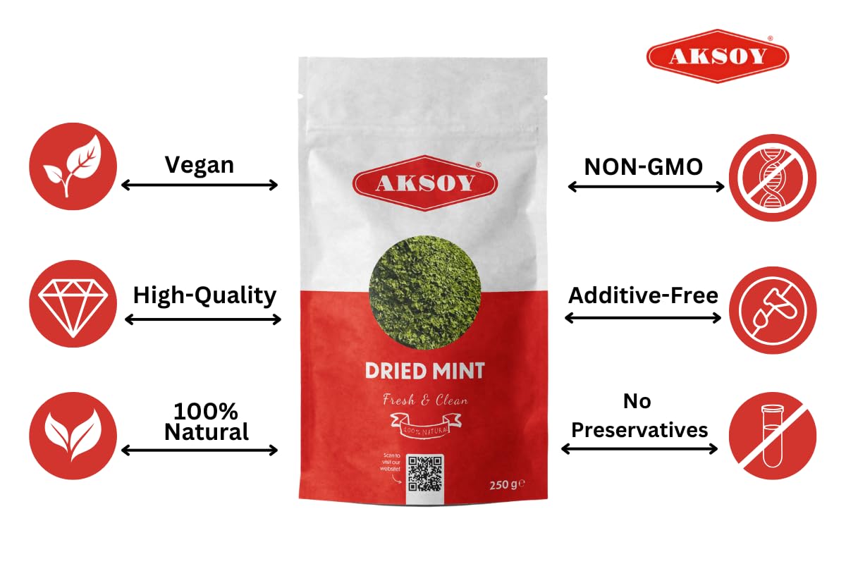 Aksoy Mint Peppermint Leaves 250g - Premium Dried Mint Leaves 5