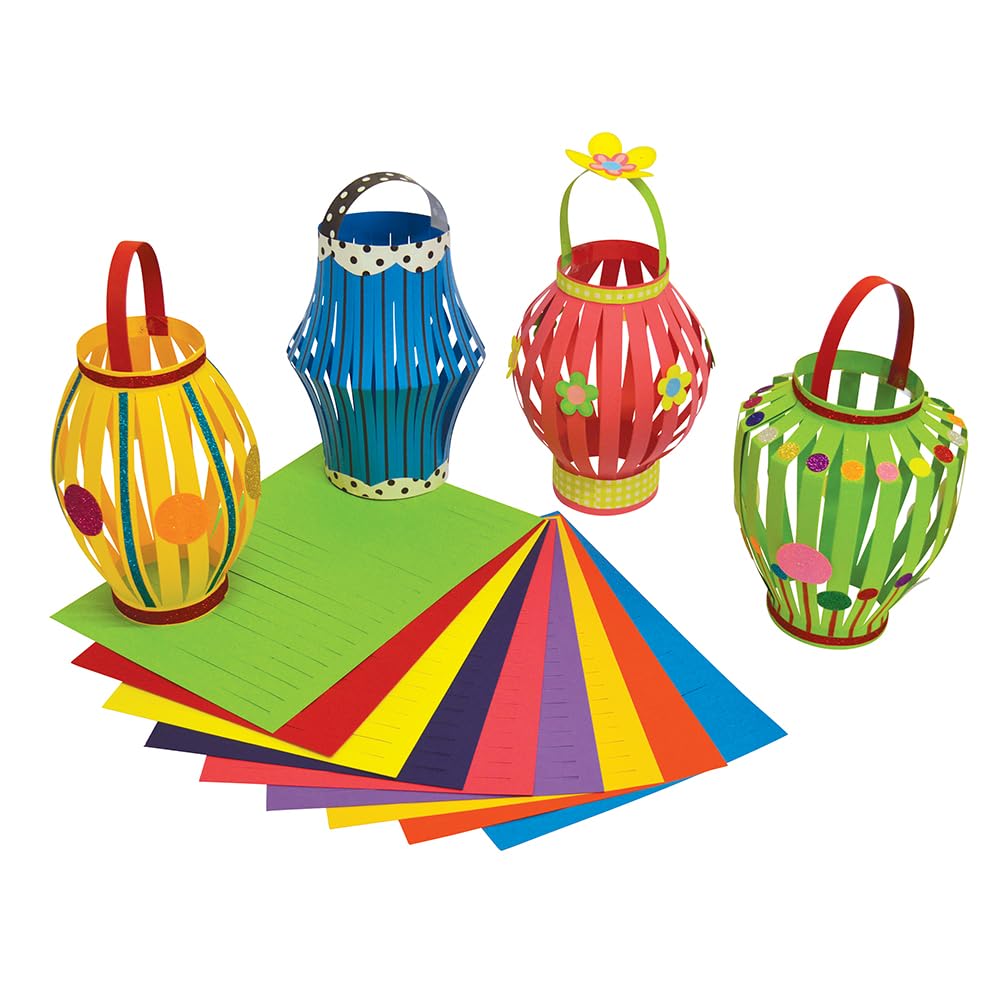 Springboard Supplies Colourful Card Lanterns Diwali Craft Activity Pack of 30 | Large 22x32cm 1
