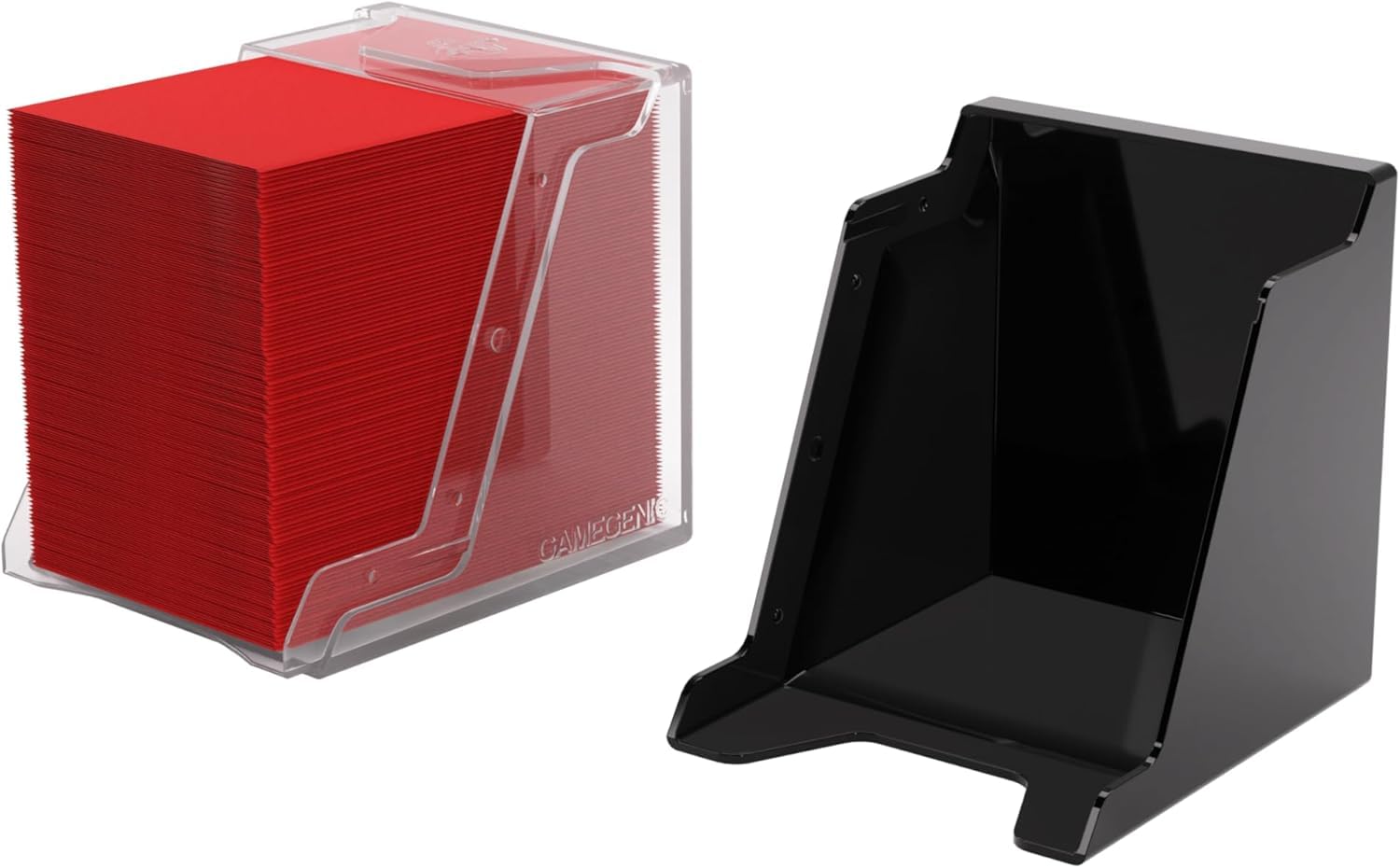 Gamegenic Bastion 100+ XL Deck Box - Secure Storage for 100+ Double-Sleeved Cards | Black/Clear 3