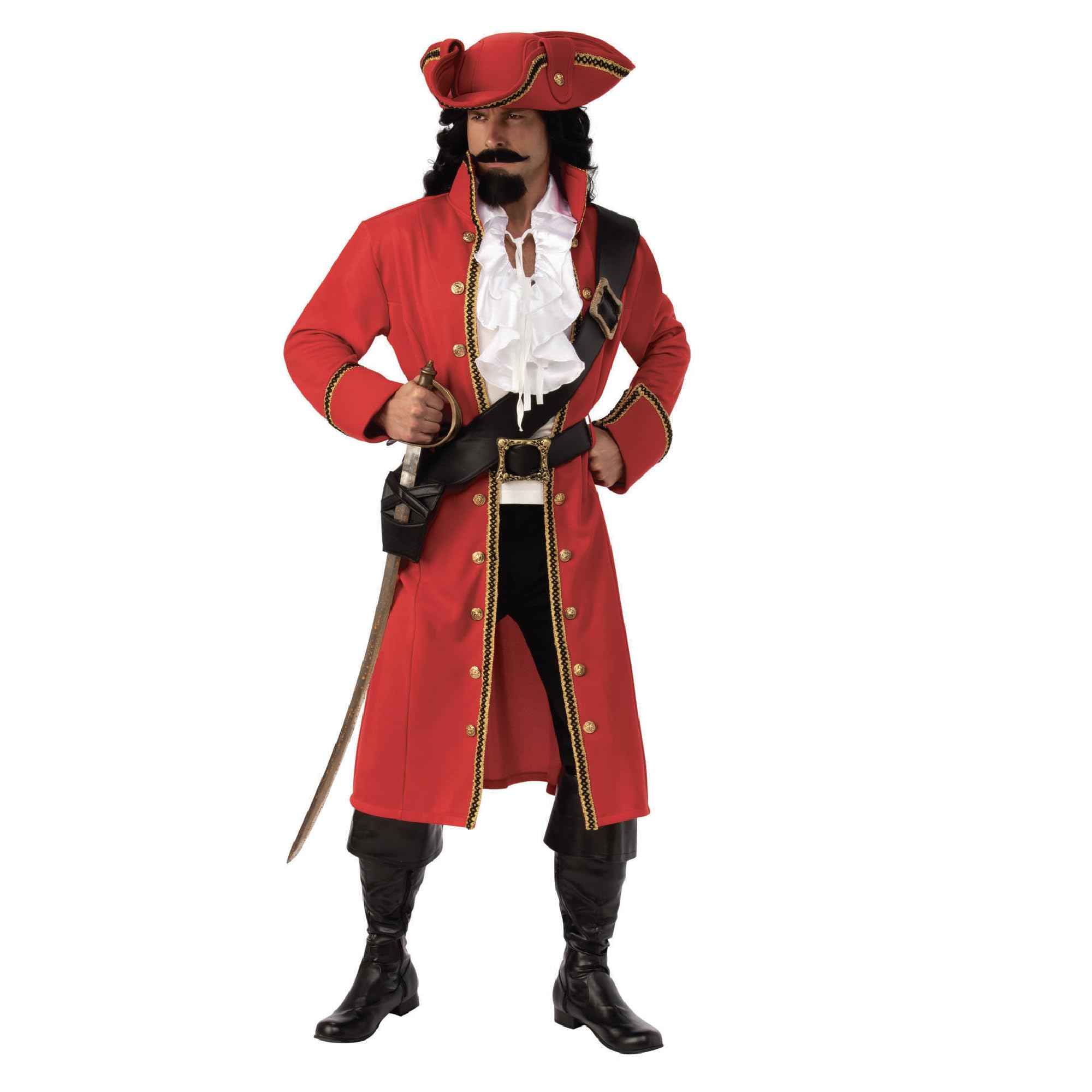 Rubies Pirate Captain Adult Costume - Standard Edition | Chest 37"- 42" | Polyester 1