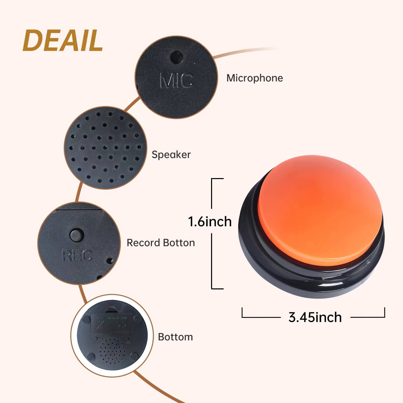 FRQNTKPA Voice Recording Buttons for Dog Training Communication - 30 Sec Record | 8 Pack