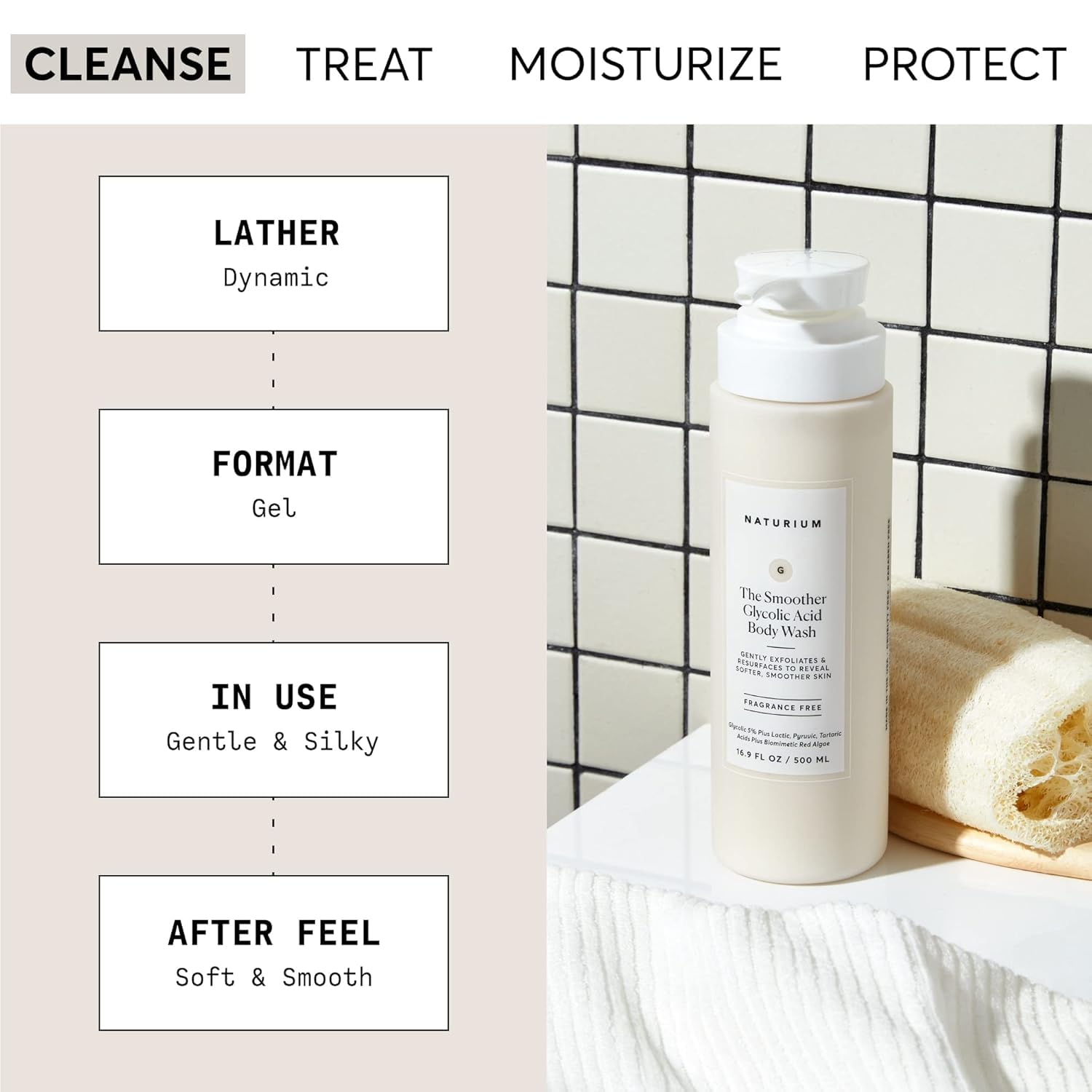 Naturium The Smoother Glycolic Acid Exfoliating Body Wash - Soft & Smoothing Cleanser | 500 ML 3