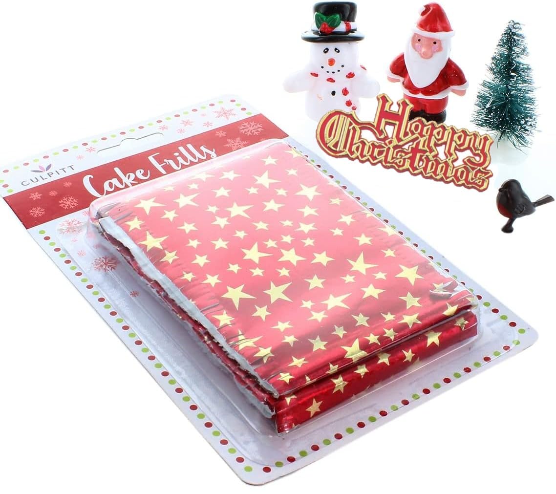 Culpitt Red and White Merry Christmas Cake Decoration Kit - Reusable Cake Topper Set for Holiday Baking 6