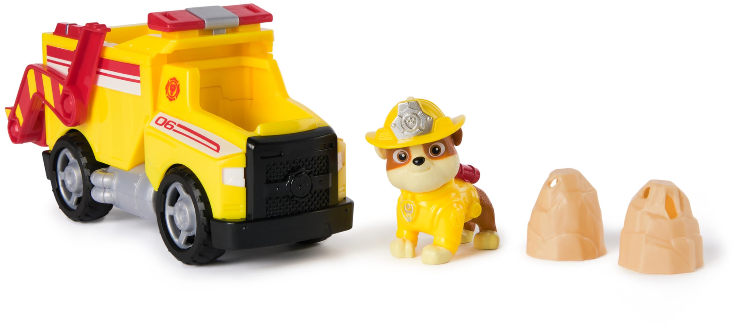 PAW Patrol Rubble Rescue Fire Dump Truck with Action Figure and Projectiles - Fire Rescue Playset for Kids 2
