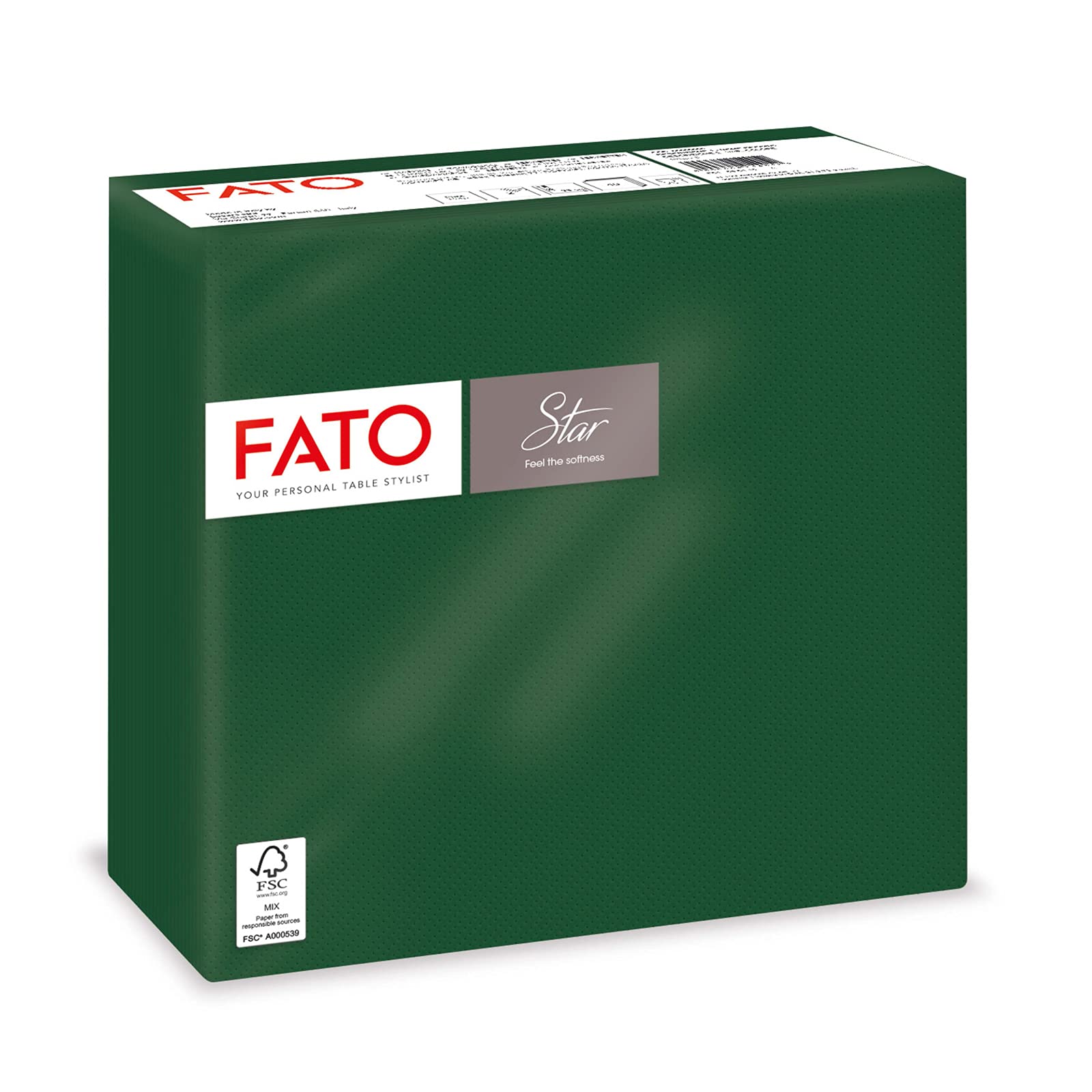 Fato Forest Green 38x38 cm 2-Ply Disposable Paper Napkins, Pack of 40, FSC Certified