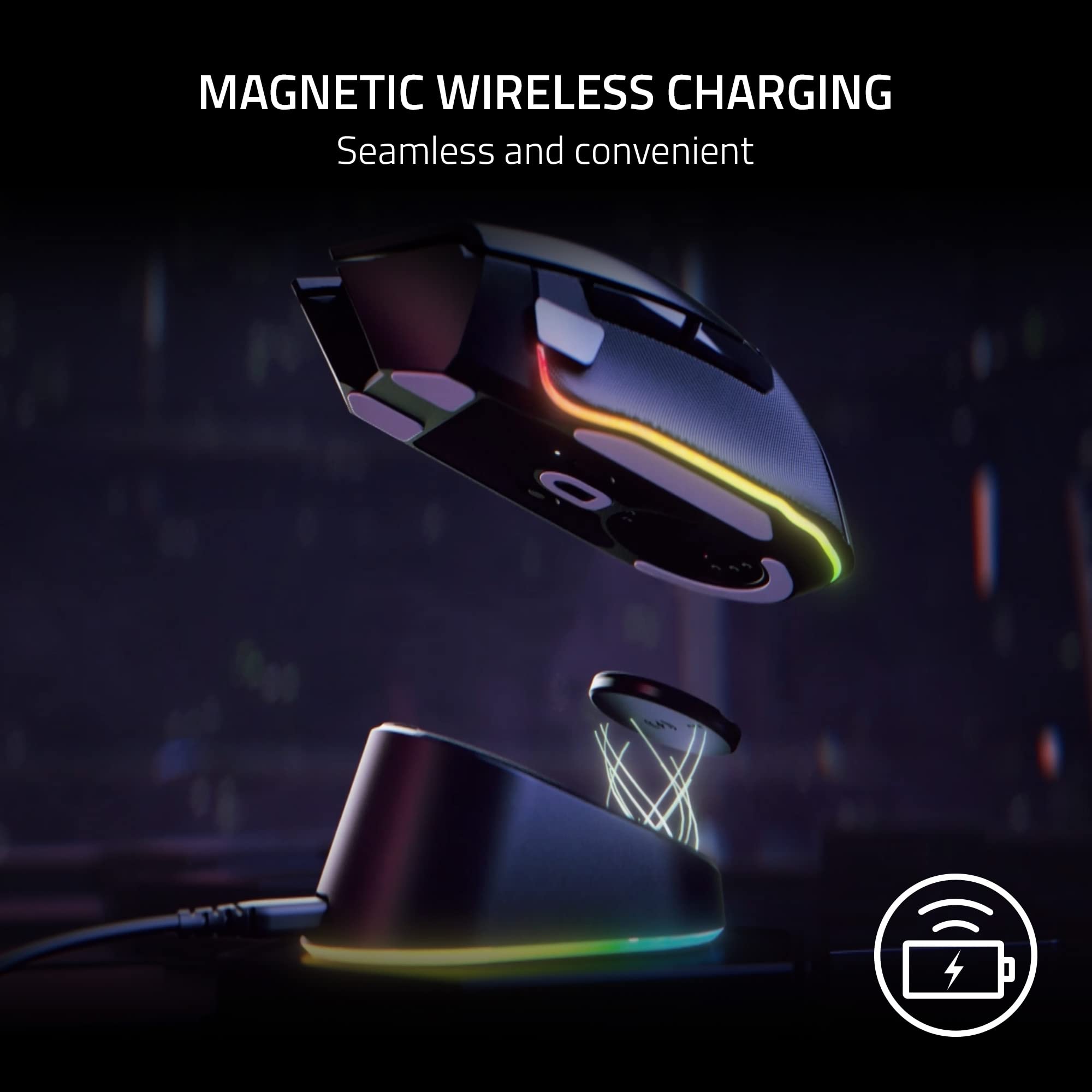 Razer Mouse Dock Pro & Charging Puck - Magnetic Wireless Charging Dock with 8K Hz Transceiver for PC Gaming