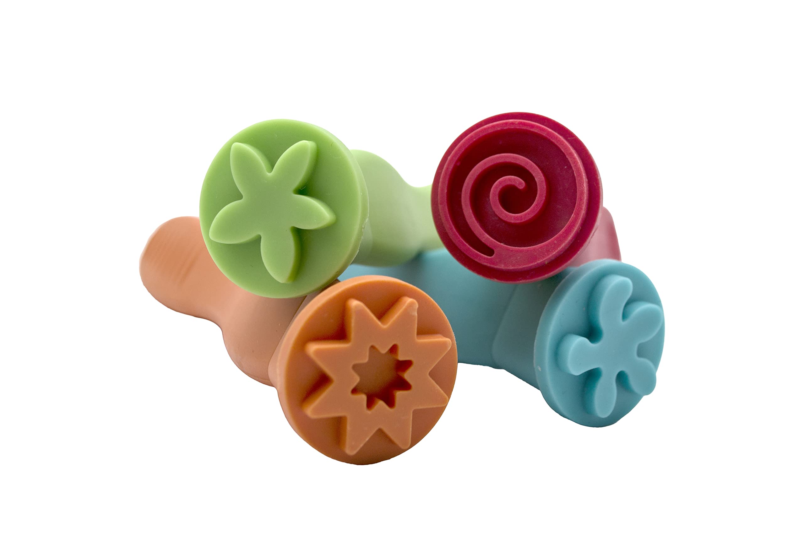 Craftplay Pattern Stampers - Pack of 4 Soft Grip Tools for Paint & Dough | Washable 3