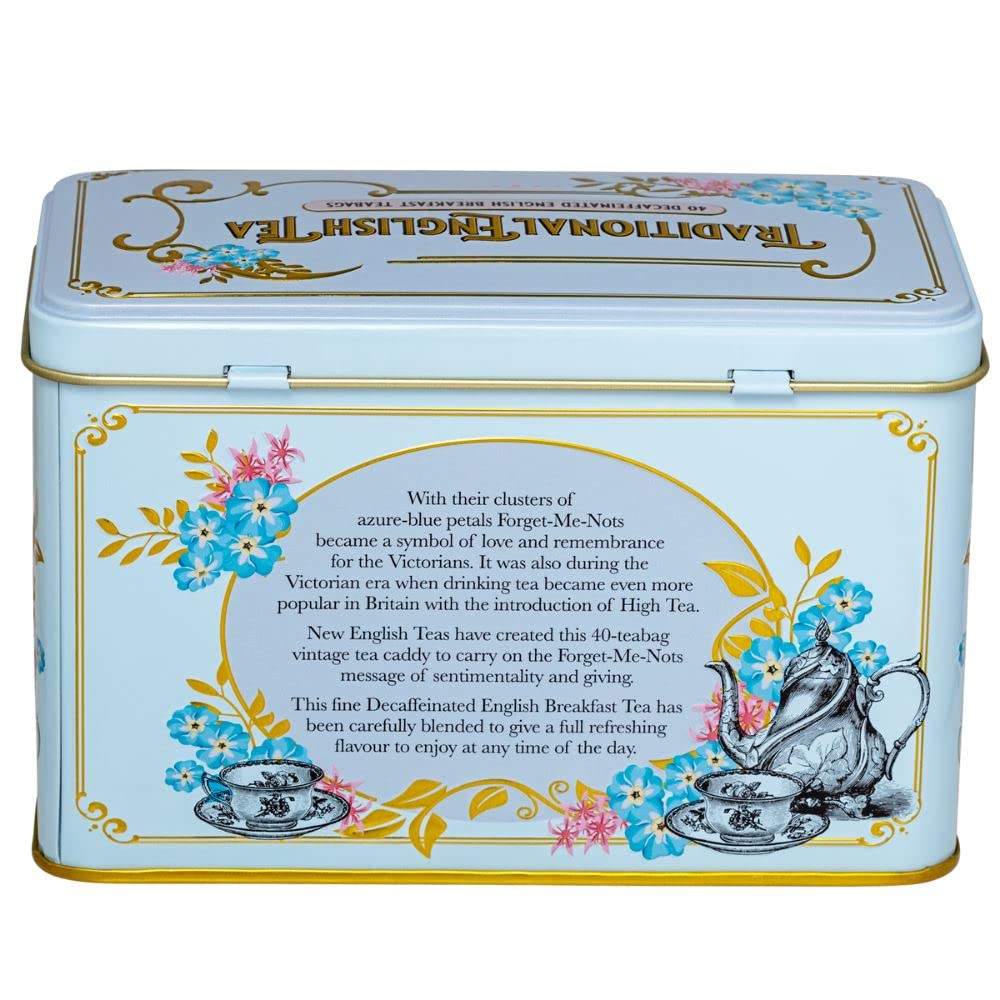 New English Teas Vintage Victorian Decaffeinated English Breakfast Tea Caddy - 40 Foil-Wrapped Teabags 14