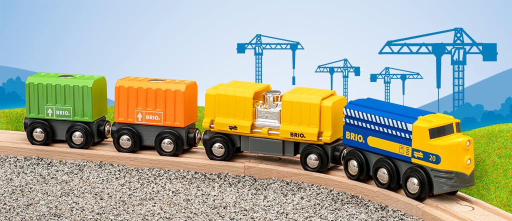 BRIO Three Wagon Cargo Train - 7 Pieces, Compatible with BRIO World | Ages 3+ 3