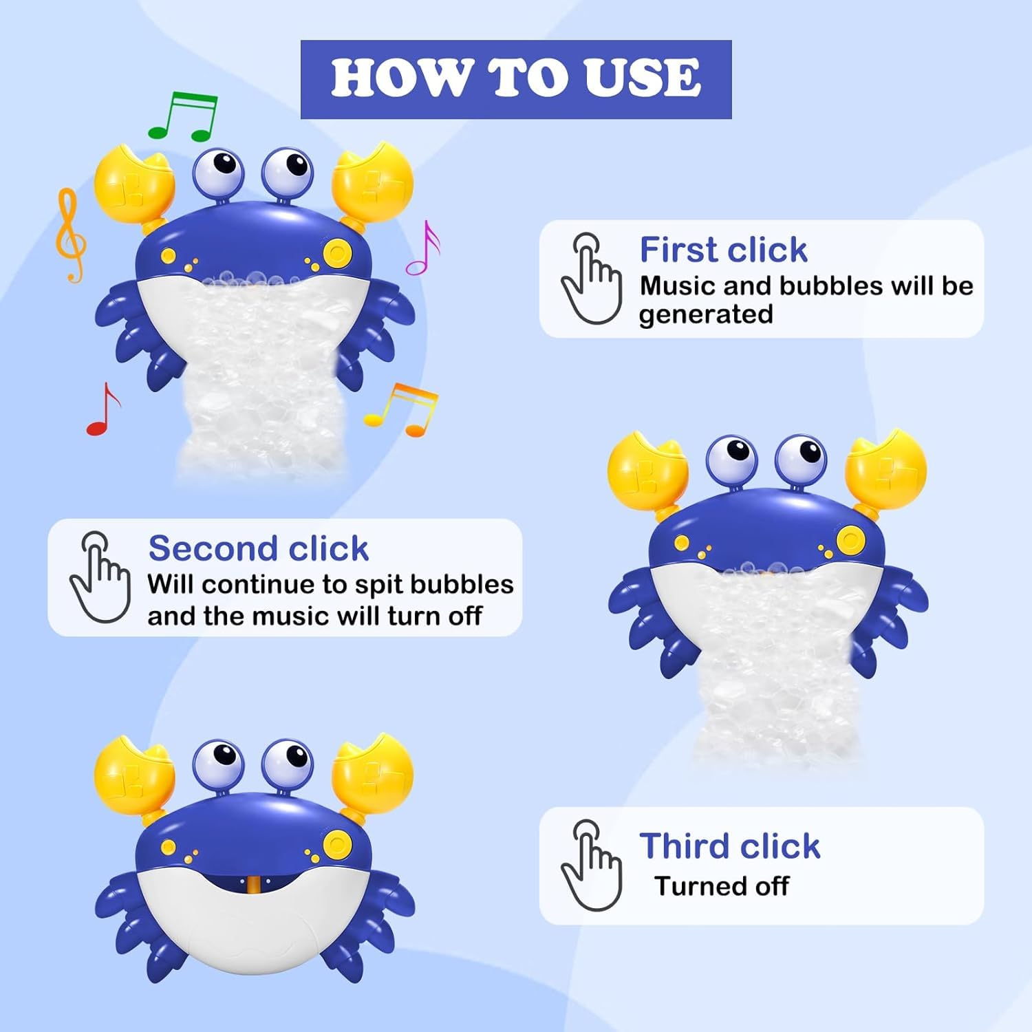 Jiosdo Crab Bath Bubble Maker - 2-in-1 Bubble & Music Toy for Toddlers