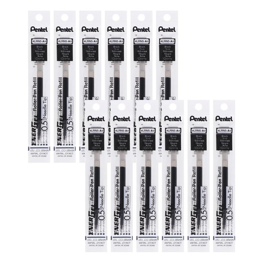 Pentel Energel LRN5-A Pen Refill - 0.5mm, Black Ink | 12 Count Pack