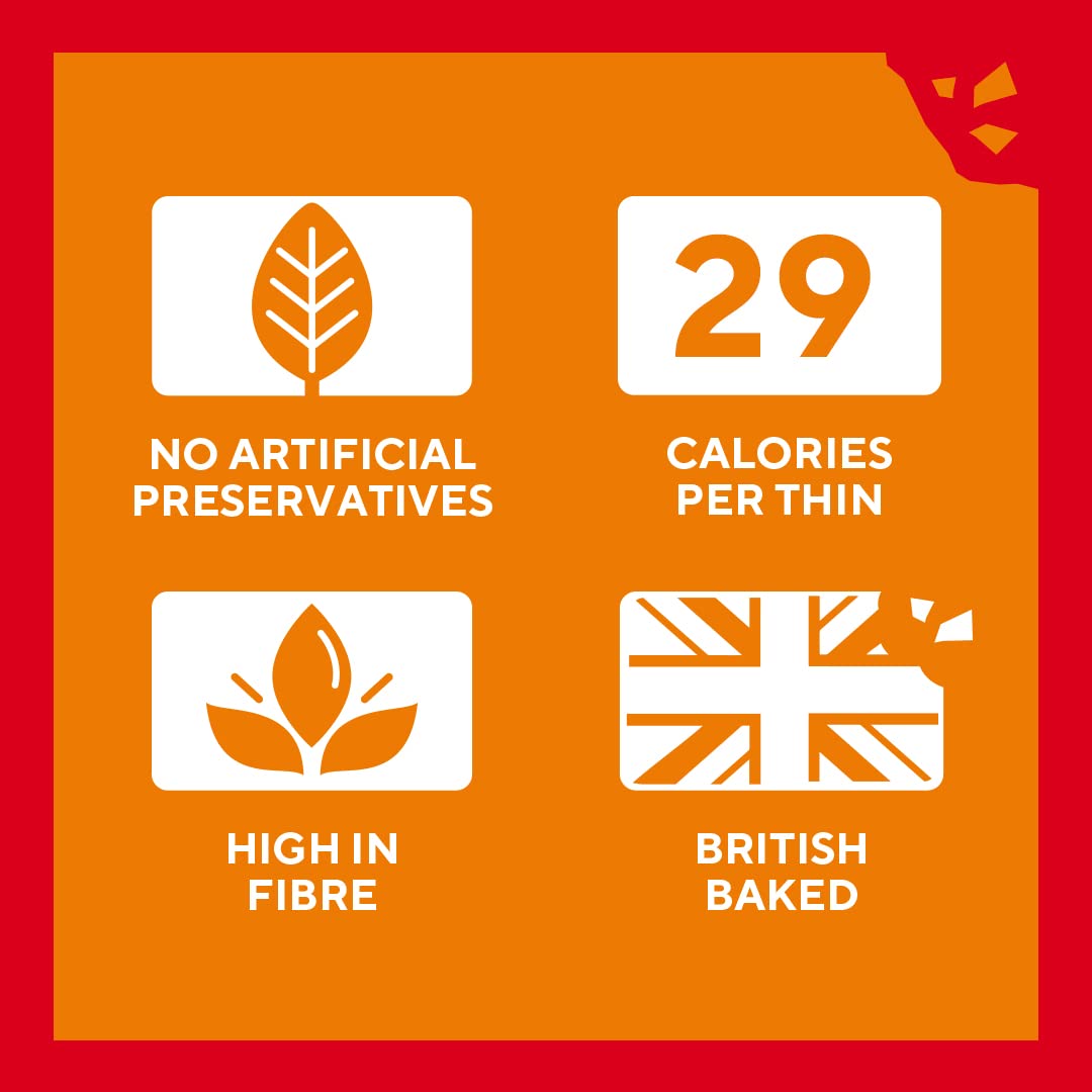 Ryvita Multiseed Thins - High Fibre Snack Biscuits | 6 x 125g Packs