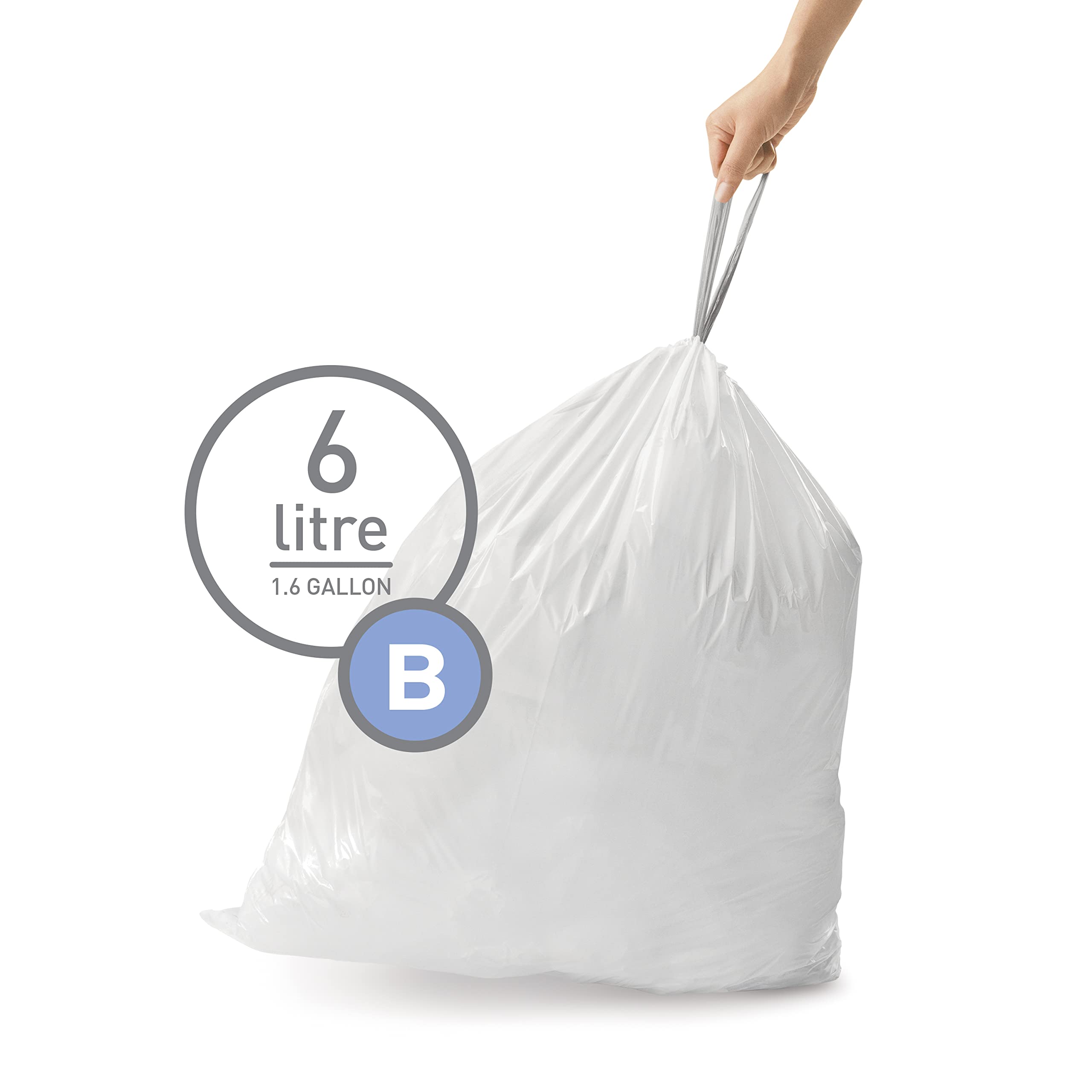 simplehuman CW0251 Code B Custom Fit Bin Liner Bulk Pack, White (3 Packs of 30, 90 Total Liners) 3