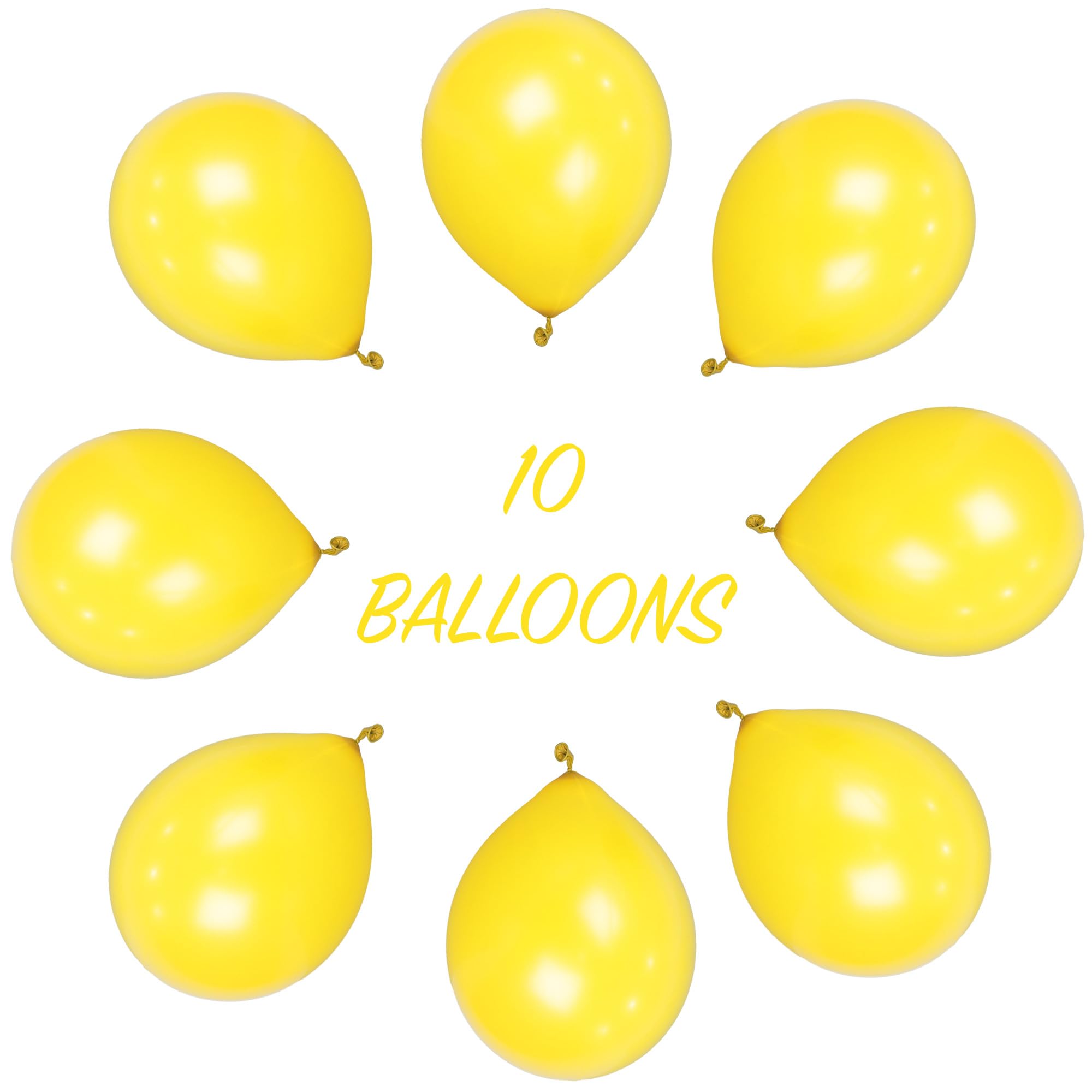 SHATCHI - Yellow Balloons 10 Pack, 12 Inch Thick Latex Biodegradable Helium Party Balloons 4
