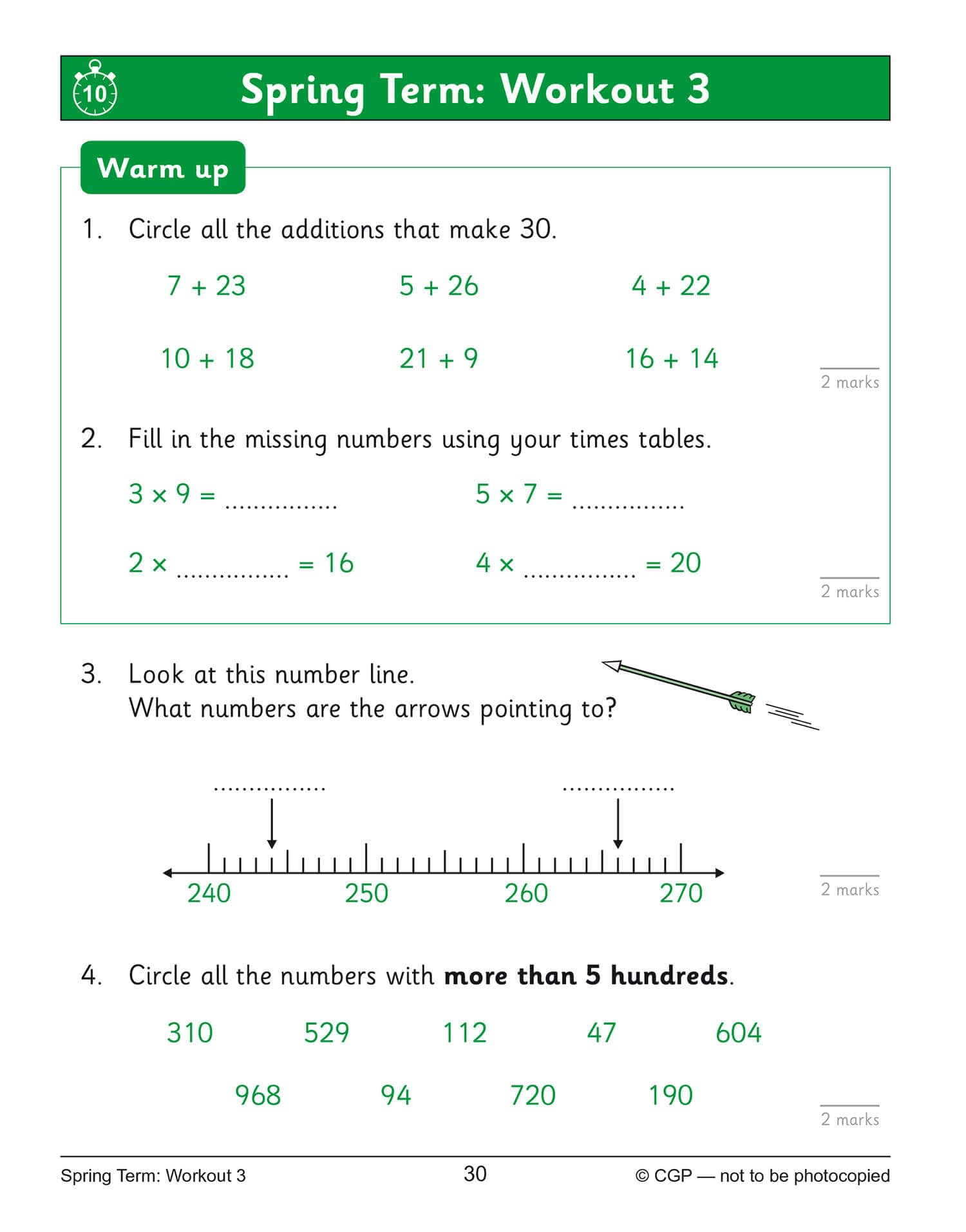 CGP KS2 Maths 10-Minute Weekly Workouts - Year 3 Study Aid | Paperback | English 7