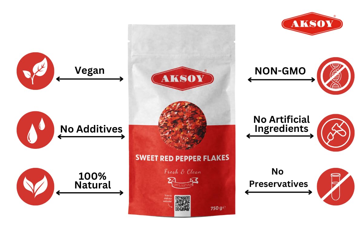 Aksoy Premium Quality Turkish Sweet Red Pepper Flakes (Turk Kirmizi Pul Biber) 7