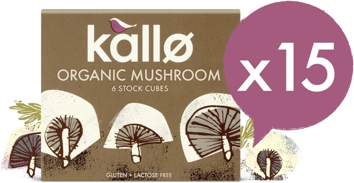 Kallo Organic Mushroom Stock Cubes - Gluten Free, Vegan & Coeliac Friendly Vegetable Stock