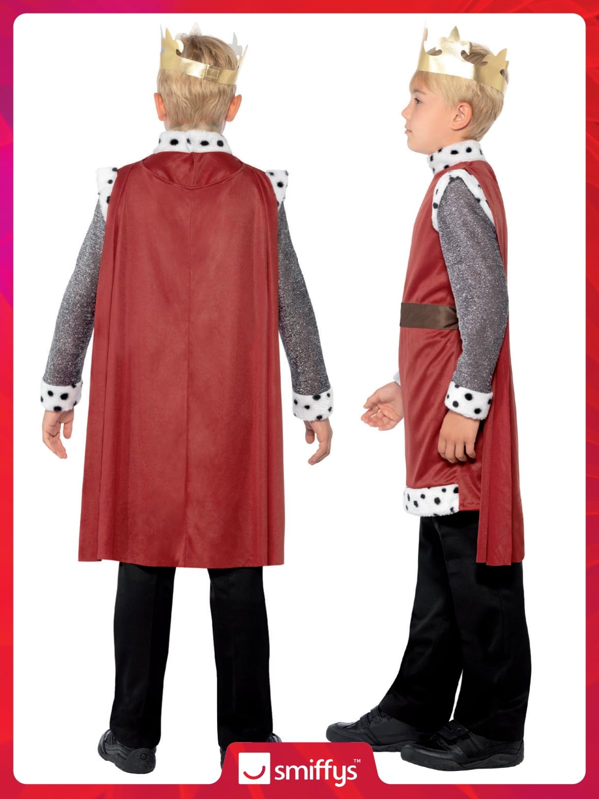 Smiffys King Arthur Medieval Costume - Tunic, Cape & Crown for Boys Ages 4-6 4